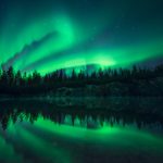 Aurora Borealis Reflection On The Water