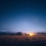 Field At Night With Stars In Sky