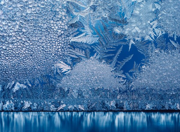 Frosty Window With Blue Colors