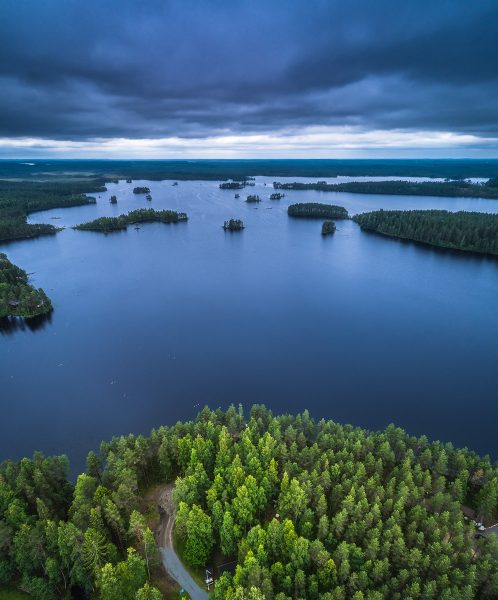 Large Body Of Water Surrounded By Trees