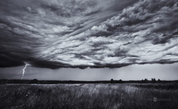 Powerful Storm Clouds Gathering In Monochrome Sky