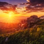 Sun Setting Over Meteora
